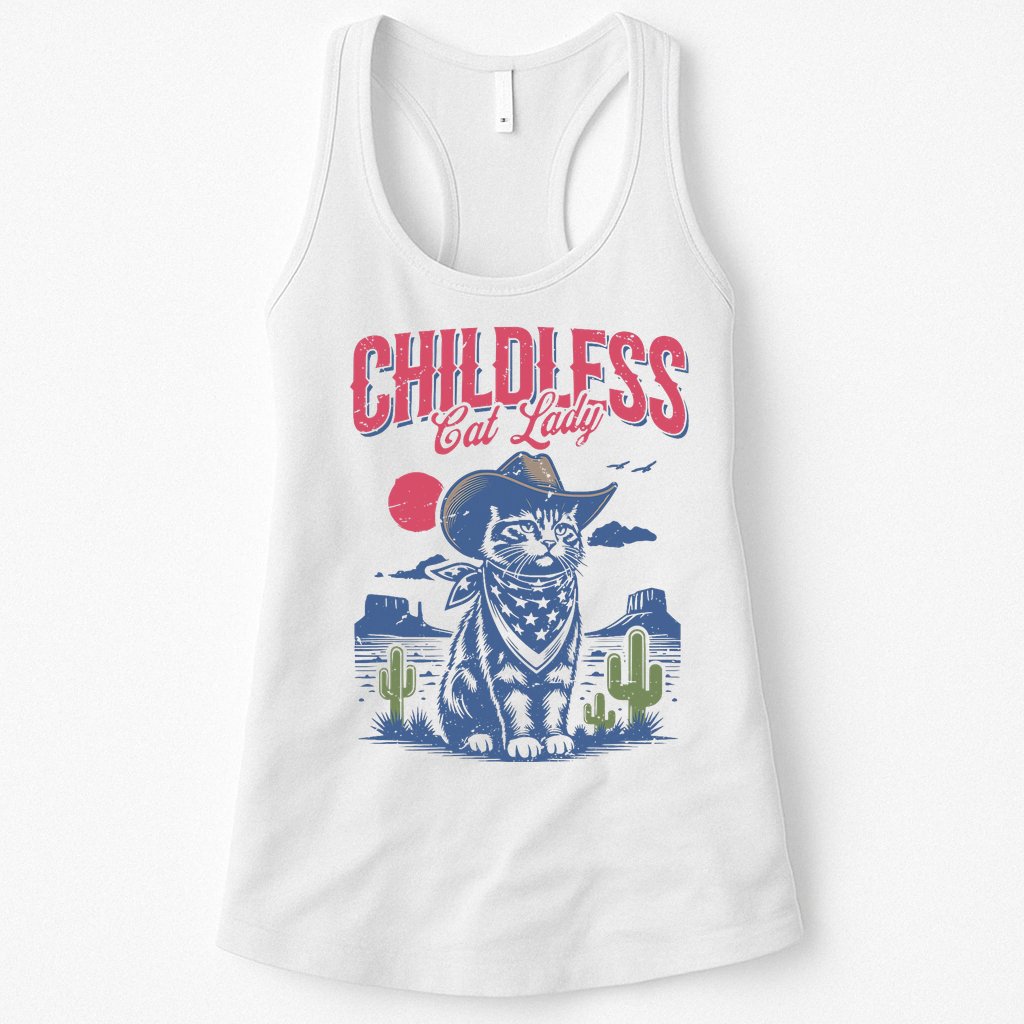 Childless Cat Lady Kamala Harris Cowboy Cat Womens Tank Top