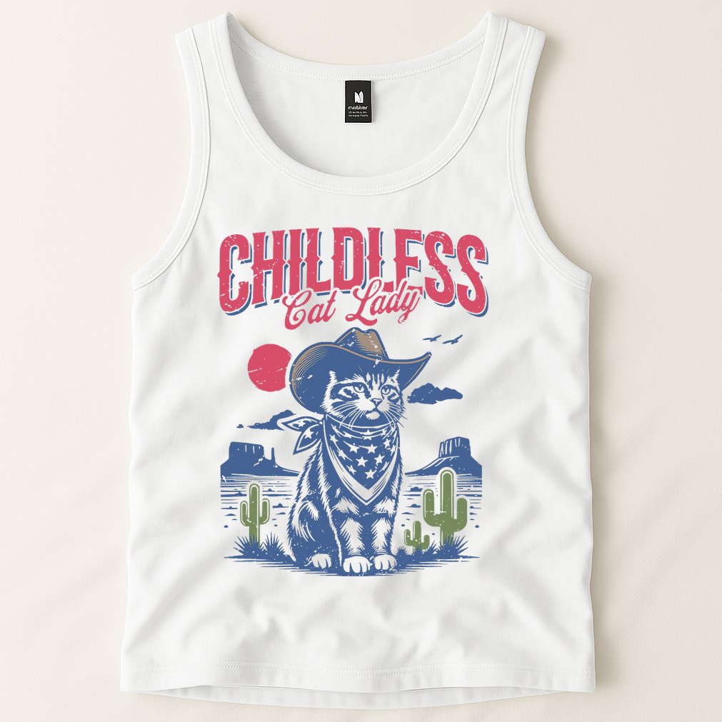 Childless Cat Lady Kamala Harris Cowboy Cat Tank Top