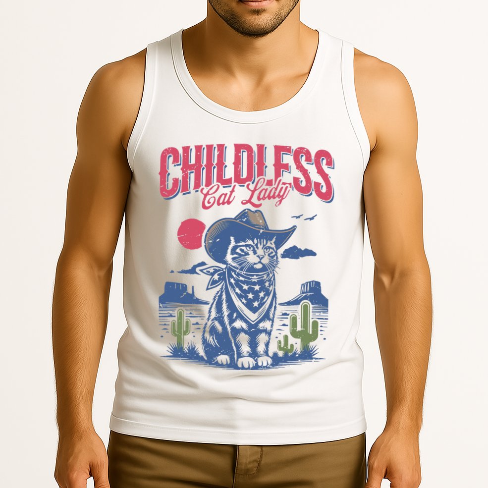 Childless Cat Lady Kamala Harris Cowboy Cat Tank Top