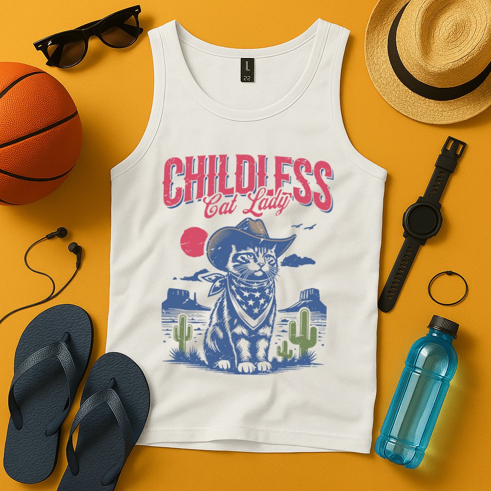 Childless Cat Lady Kamala Harris Cowboy Cat Tank Top