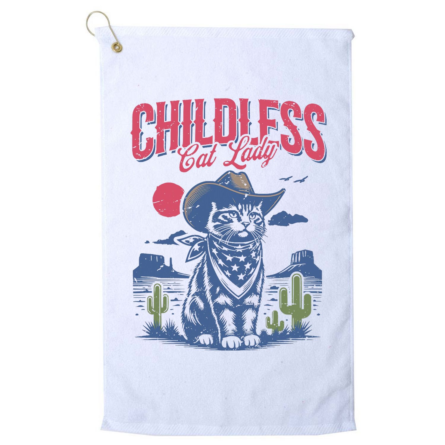 Childless Cat Lady Kamala Harris Cowboy Cat Golf Towel