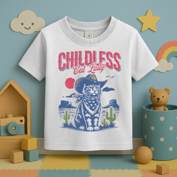 Childless Cat Lady Kamala Harris Cowboy Cat Toddler T-Shirt