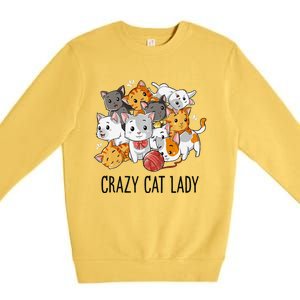 Crazy Cat Lady Funny Women Kitty Kitten Animal Lover Premium Premium Crewneck Sweatshirt