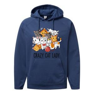 Crazy Cat Lady Funny Women Kitty Kitten Animal Lover Premium Performance Fleece Hoodie