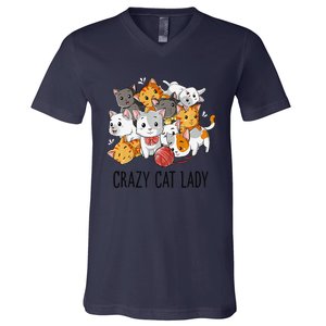 Crazy Cat Lady Funny Women Kitty Kitten Animal Lover Premium V-Neck T-Shirt