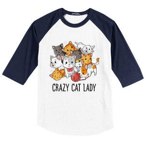 Crazy Cat Lady Funny Women Kitty Kitten Animal Lover Premium Baseball Sleeve Shirt