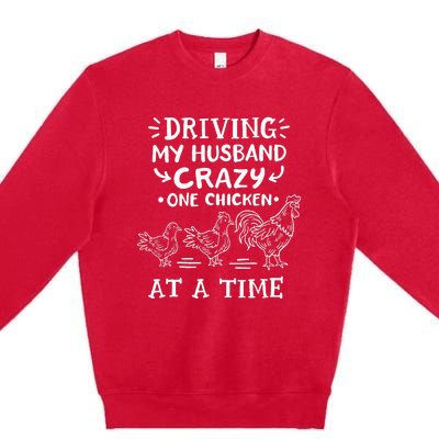 Crazy Chicken Lady Funny Chicken Premium Crewneck Sweatshirt