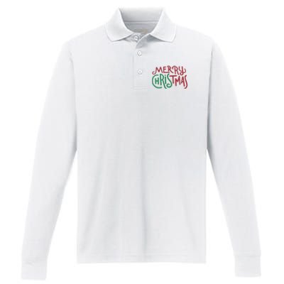 Candy Cane Lane Merry Christmas Long Sleeve Performance Long Sleeve Polo