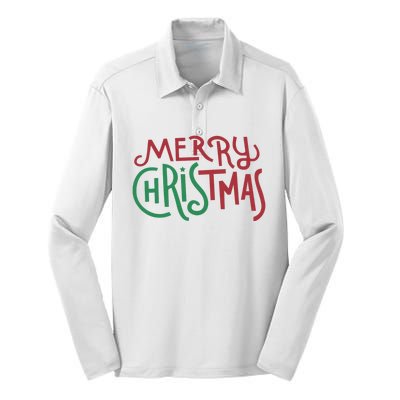 Candy Cane Lane Merry Christmas Long Sleeve Silk Touch Performance Long Sleeve Polo