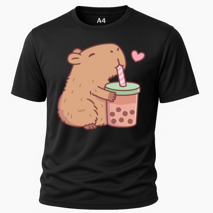 Cute Capybara Loves Bubble Tea Cooling Performance Crew T-Shirt