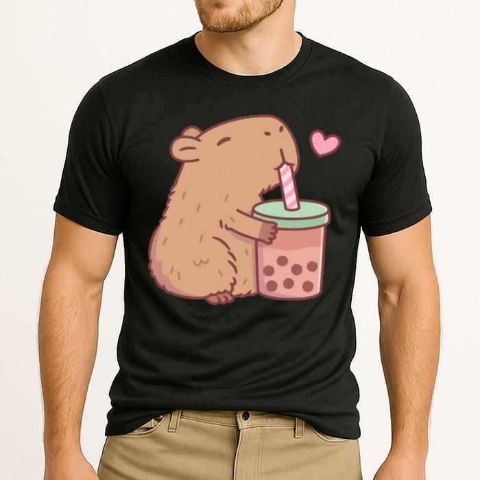 Cute Capybara Loves Bubble Tea Cooling Performance Crew T-Shirt