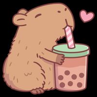 Cute Capybara Loves Bubble Tea Cooling Performance Crew T-Shirt