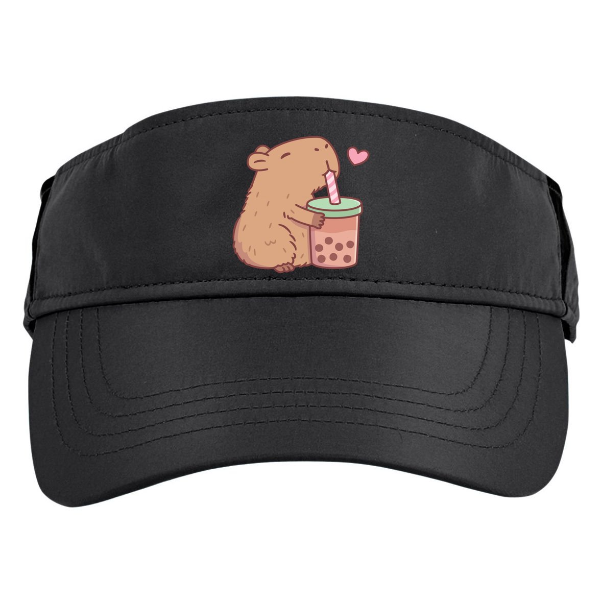 Cute Capybara Loves Bubble Tea Adult Drive Performance Visor