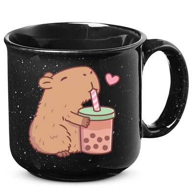 Cute Capybara Loves Bubble Tea 15oz Campfire Ceramic Mug