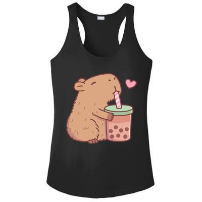 Cute Capybara Loves Bubble Tea Ladies PosiCharge Competitor Racerback Tank