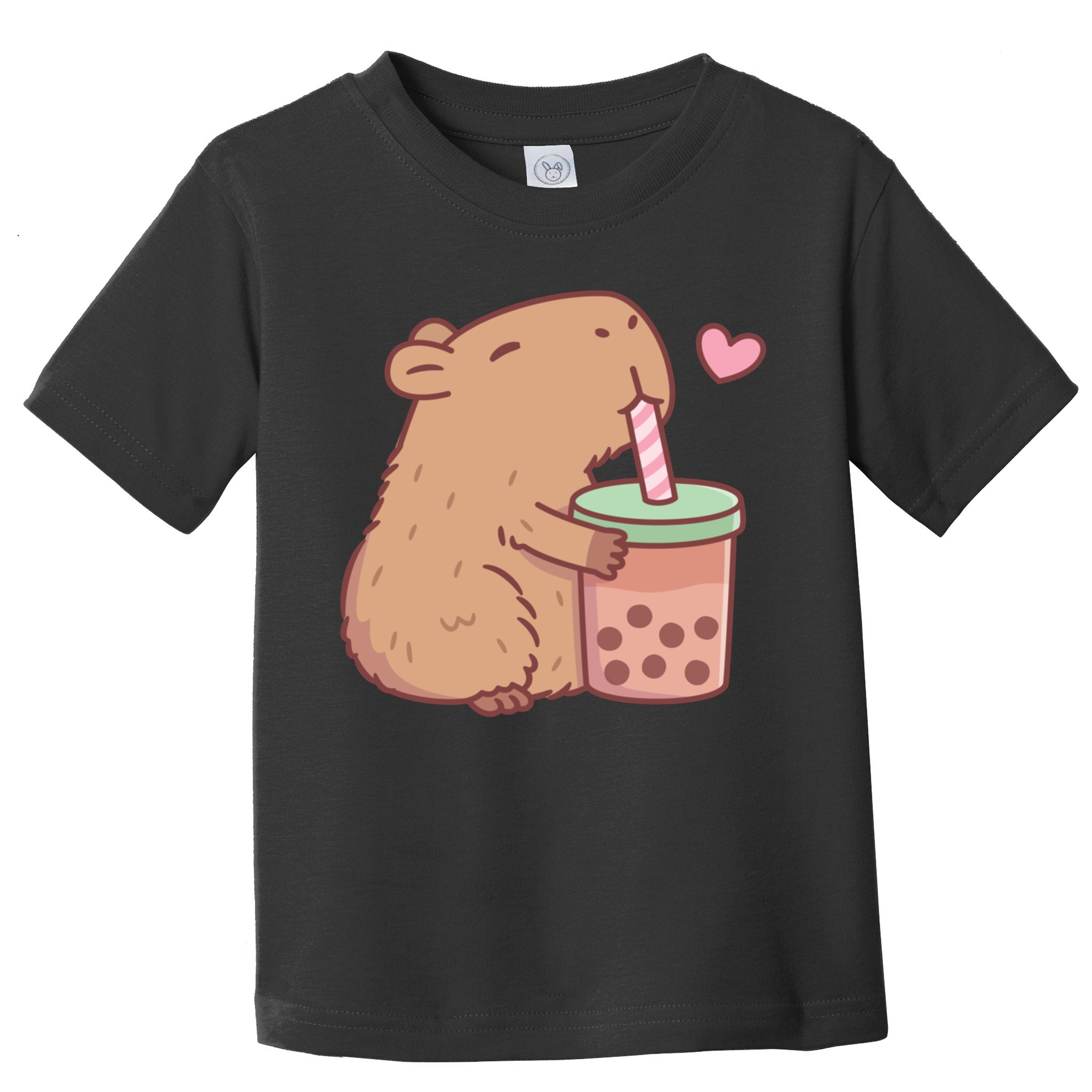 Cute Capybara Loves Bubble Tea Toddler T-Shirt