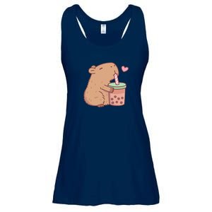 Cute Capybara Loves Bubble Tea Ladies Essential Flowy Tank