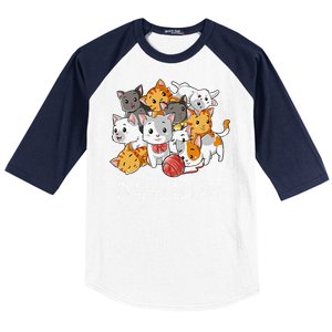 Crazy Cat Lady Funny Women Kitty Kitten Animal Lover Baseball Sleeve Shirt