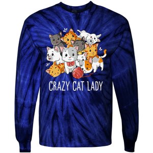 Crazy Cat Lady Funny Women Kitty Kitten Animal Lover Tie-Dye Long Sleeve Shirt