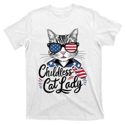 Childless Cat Lady Patriotic T-Shirt