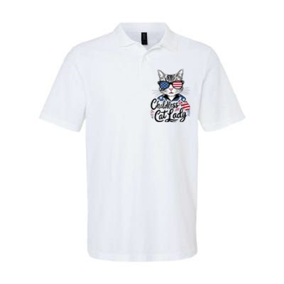 Childless Cat Lady Patriotic Softstyle Adult Sport Polo