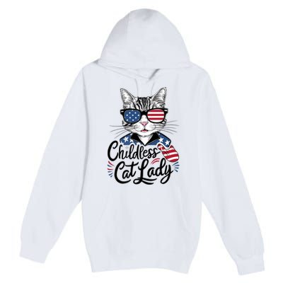 Childless Cat Lady Patriotic Premium Pullover Hoodie