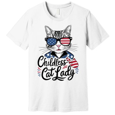 Childless Cat Lady Patriotic Premium T-Shirt