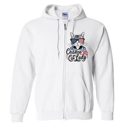 Childless Cat Lady Patriotic Full Zip Hoodie