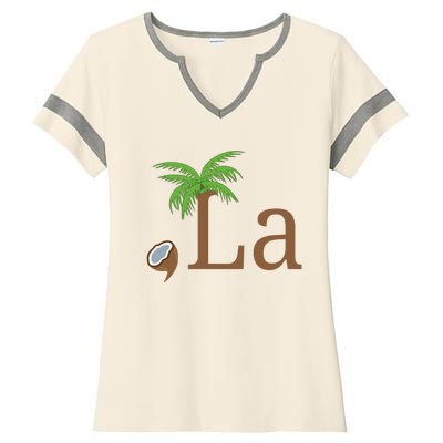 Coconut Comma La Kamala Harris 2024 President Ladies Halftime Notch Neck Tee