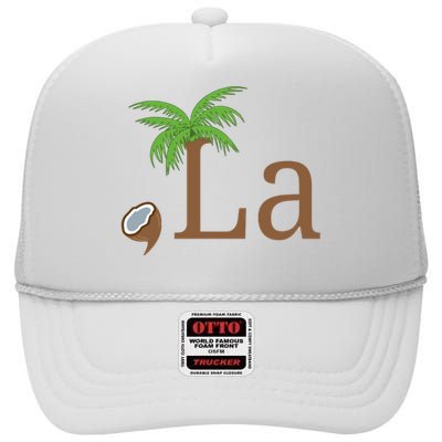 Coconut Comma La Kamala Harris 2024 President High Crown Mesh Back Trucker Hat