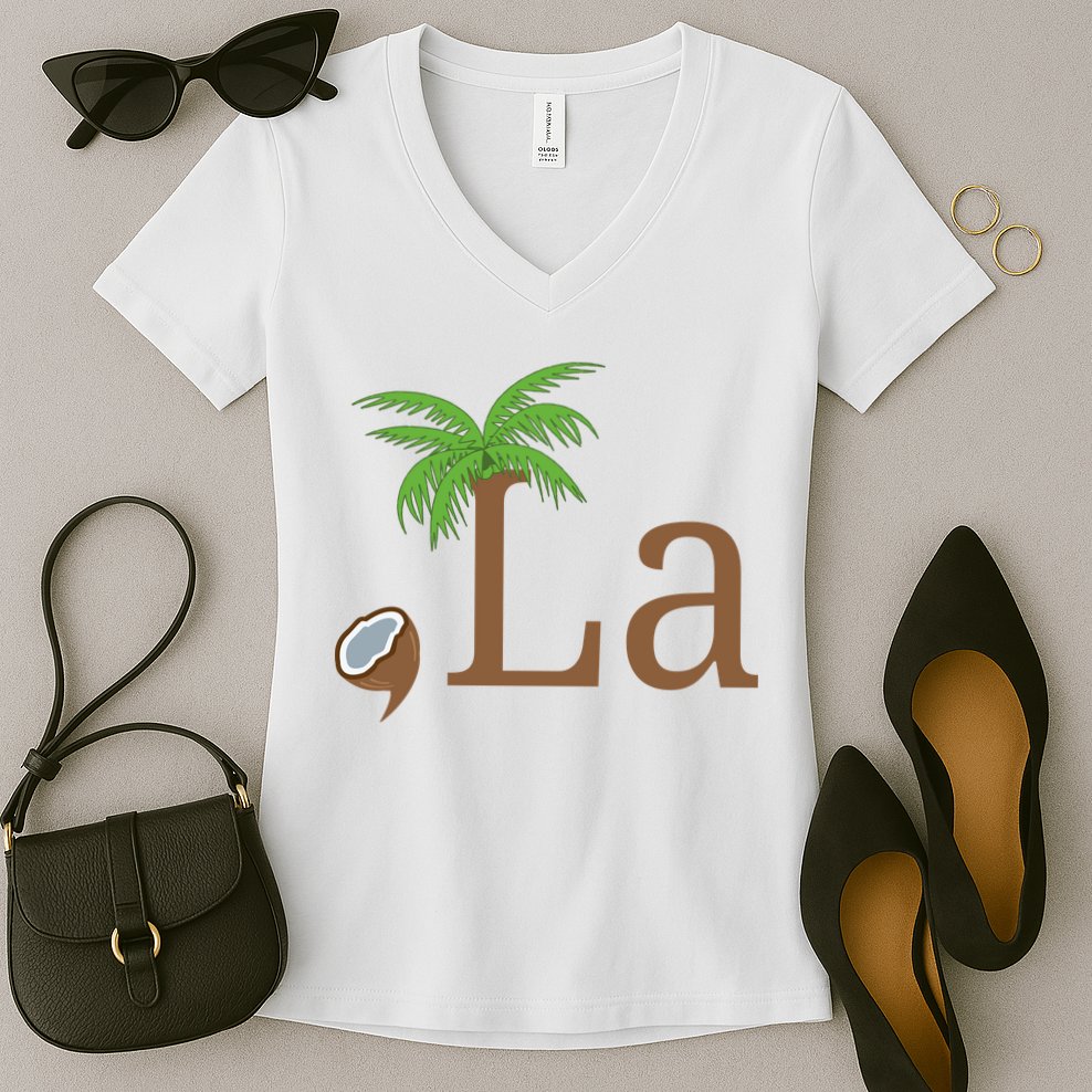 Coconut Comma La Kamala Harris 2024 President Women's V-Neck T-Shirt