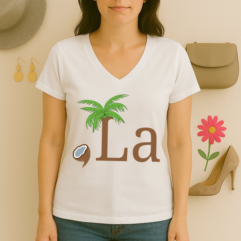 Coconut Comma La Kamala Harris 2024 President Women's V-Neck T-Shirt