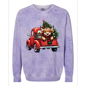 Christmas Cow Lights Red Truck Christmas Tree Colorblast Crewneck Sweatshirt