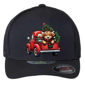 Christmas Cow Lights Red Truck Christmas Tree Flexfit Unipanel Trucker Cap