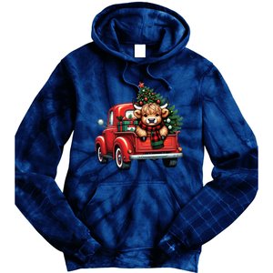 Christmas Cow Lights Red Truck Christmas Tree Tie Dye Hoodie