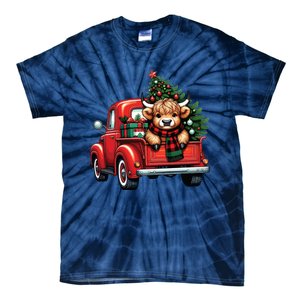 Christmas Cow Lights Red Truck Christmas Tree Tie-Dye T-Shirt