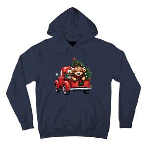 Christmas Cow Lights Red Truck Christmas Tree Tall Hoodie