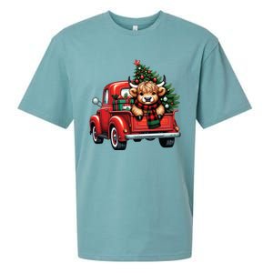 Christmas Cow Lights Red Truck Christmas Tree Sueded Cloud Jersey T-Shirt