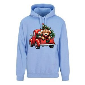 Christmas Cow Lights Red Truck Christmas Tree Unisex Surf Hoodie