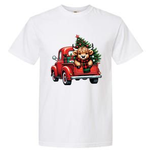 Christmas Cow Lights Red Truck Christmas Tree Garment-Dyed Heavyweight T-Shirt