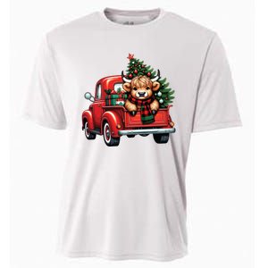 Christmas Cow Lights Red Truck Christmas Tree Cooling Performance Crew T-Shirt