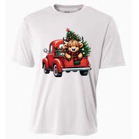 Christmas Cow Lights Red Truck Christmas Tree Cooling Performance Crew T-Shirt