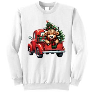 Christmas Cow Lights Red Truck Christmas Tree Sweatshirt