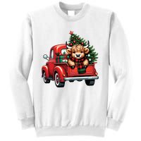 Christmas Cow Lights Red Truck Christmas Tree Sweatshirt