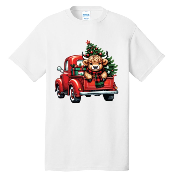 Christmas Cow Lights Red Truck Christmas Tree Tall T-Shirt