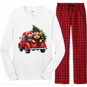 Christmas Cow Lights Red Truck Christmas Tree Long Sleeve Pajama Set