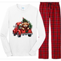 Christmas Cow Lights Red Truck Christmas Tree Long Sleeve Pajama Set