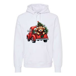 Christmas Cow Lights Red Truck Christmas Tree Premium Hoodie