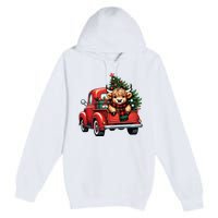 Christmas Cow Lights Red Truck Christmas Tree Premium Pullover Hoodie