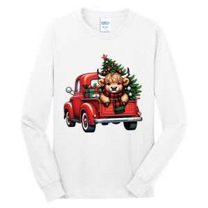 Christmas Cow Lights Red Truck Christmas Tree Tall Long Sleeve T-Shirt